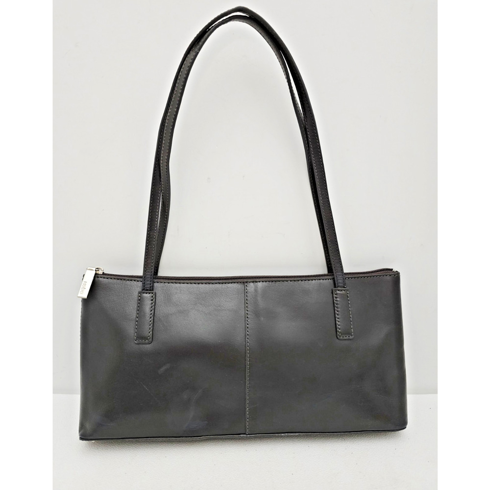 Hobo The Original Black Leather Purse Shoulder Bag Red Lining Pockets 15”L